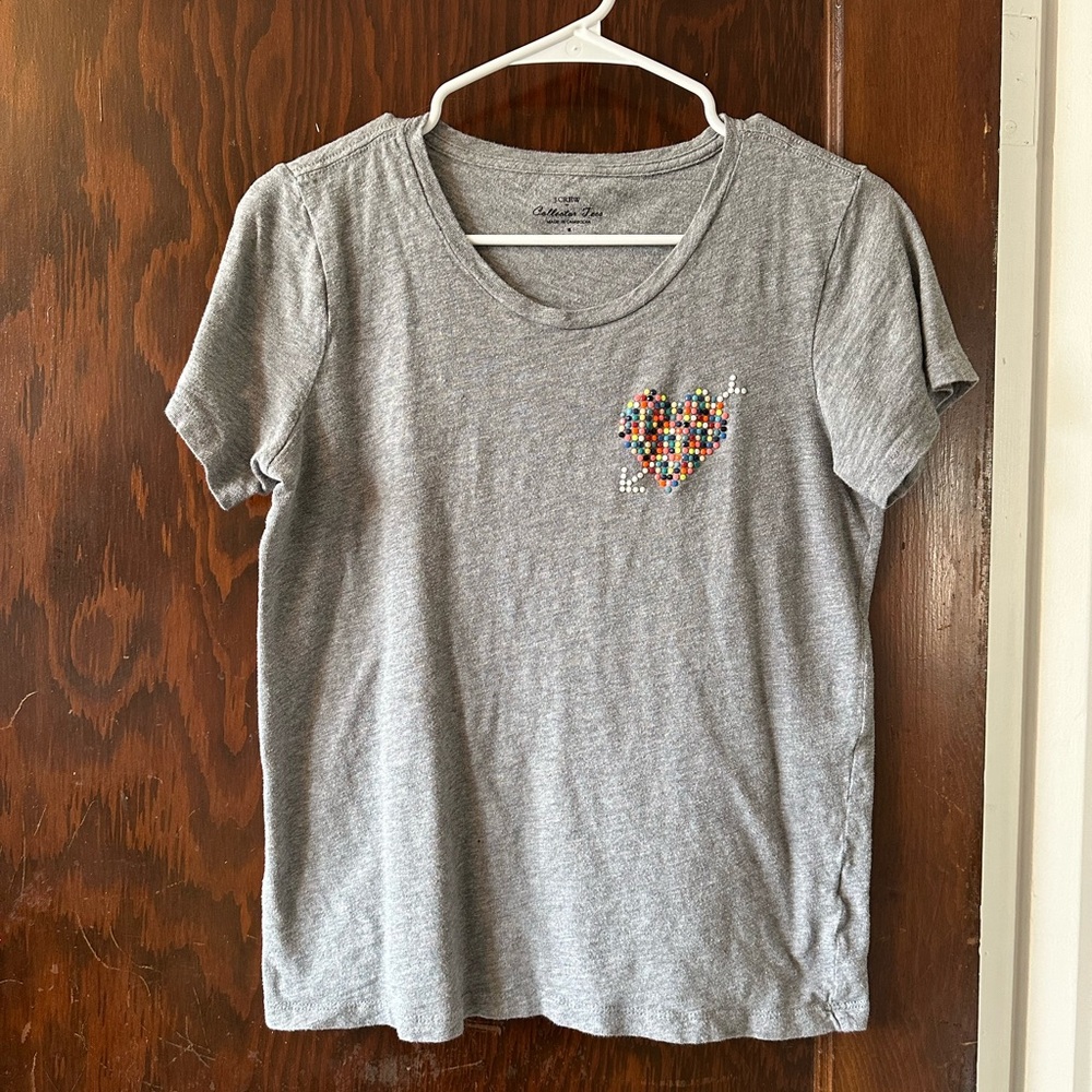 Gray Tee with Mosaic Heart Design